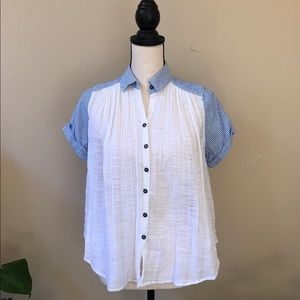 Free people, white cotton gauze with stripe shirt